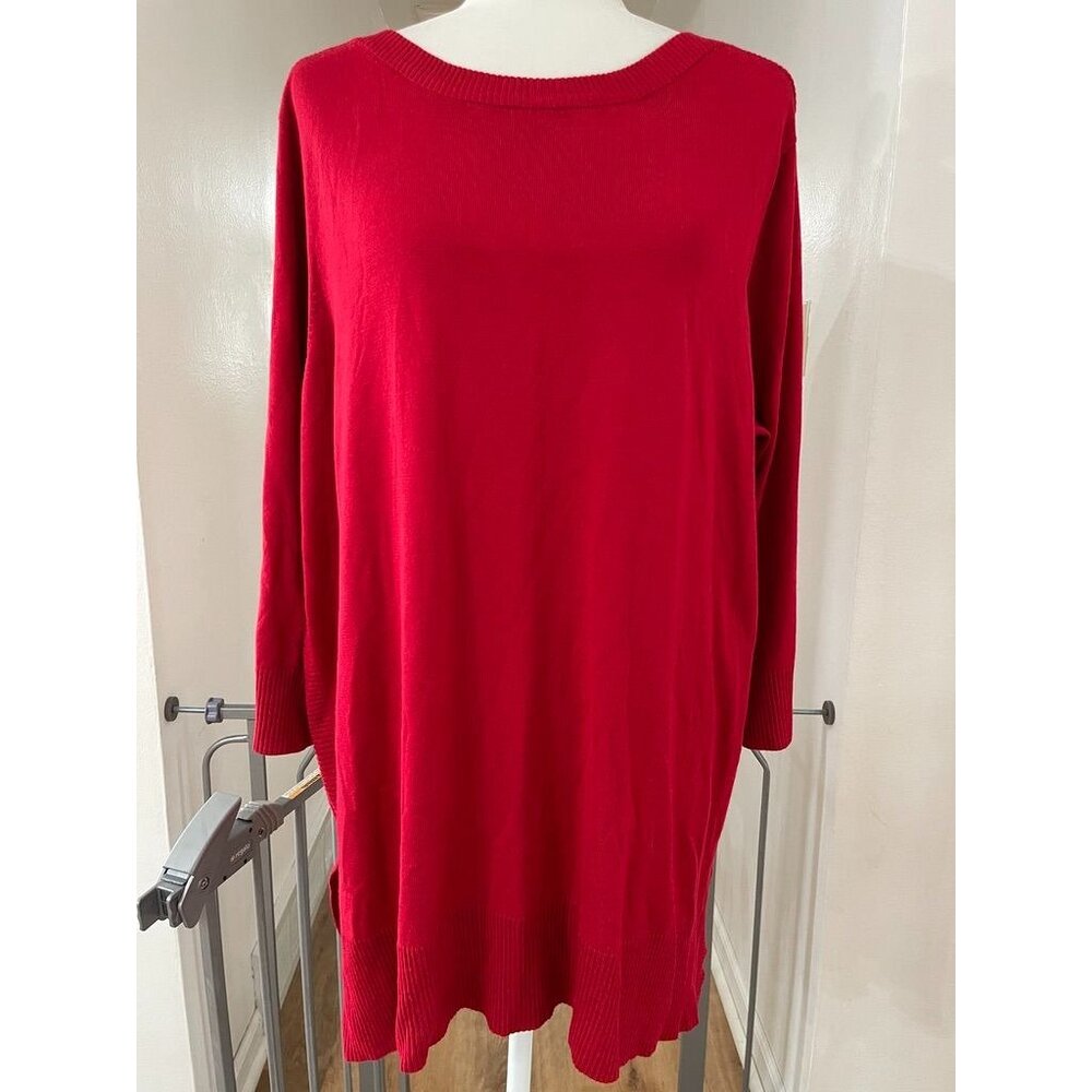 NWT Cable & Gauge Womens Red Sweater Dress 1X Rayon/Polyester